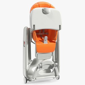 3D Folding High Chair Vertical Orange Rigged