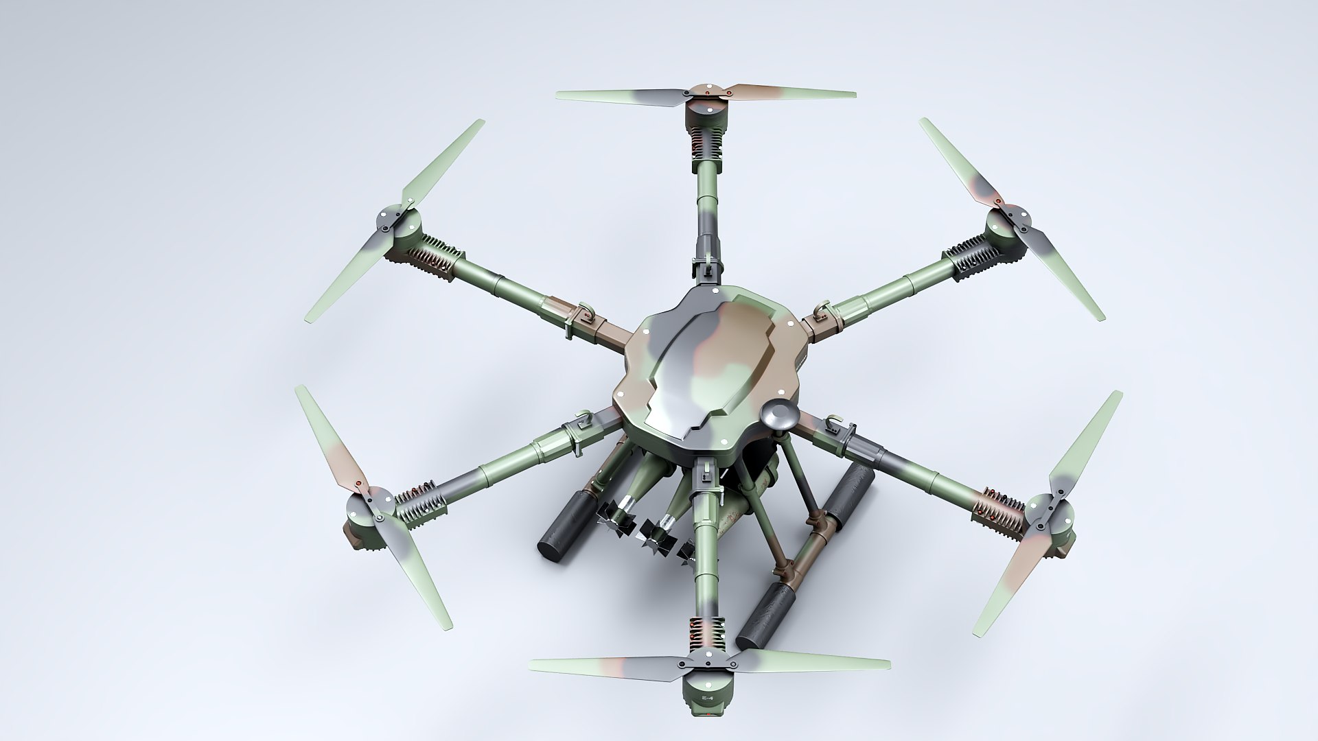 Military Hexacopter UAV -  Combat Drone with Bombs  Camuflage 3D model https://p.turbosquid.com/ts-thumb/q7/by6l9D/BH/b_drone_camo_0003/png/1778269454/1920x1080/fit_q87/0abdec707209425ca52680d8ac38fdbe12614c3c/b_drone_camo_0003.jpg