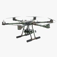 Military Hexacopter UAV -  Combat Drone with Bombs  Camuflage