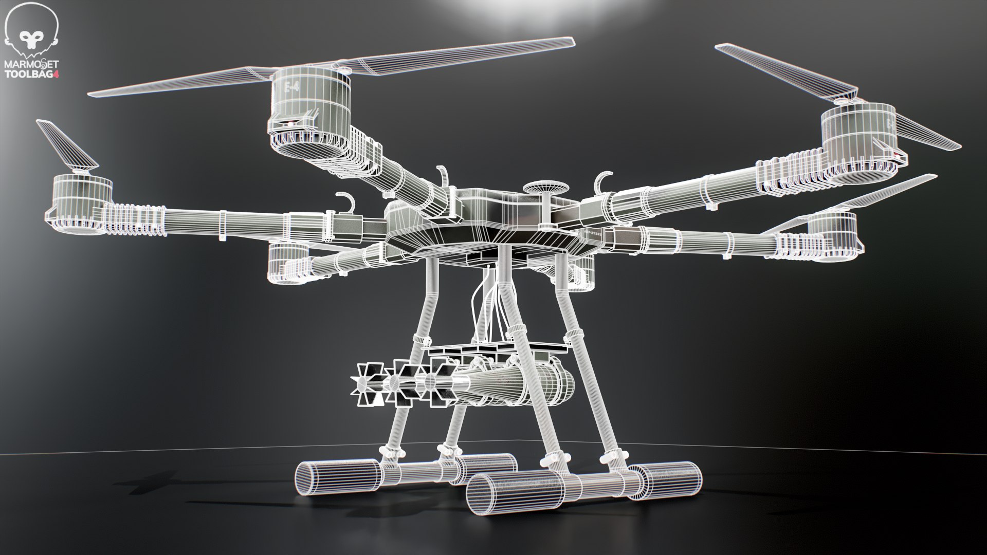 Military Hexacopter UAV -  Combat Drone with Bombs  Camuflage 3D model https://p.turbosquid.com/ts-thumb/q7/by6l9D/Ku/b_drone_camo_wire__001/png/1778269472/1920x1080/fit_q87/2d8498b012a57b1025fb39cee9e109e23db2ca45/b_drone_camo_wire__001.jpg