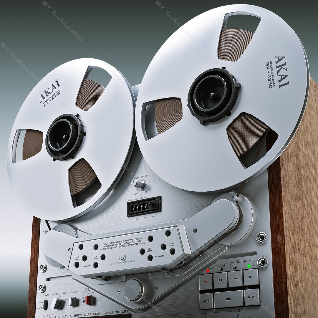 Media unit comprising of an Akai GX-635D stereo reel to reel tape recorder,  Yamaha Q2031B graphic eq