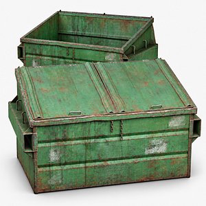 Industrial Dumpster Open Closed 4K PBR Game Ready