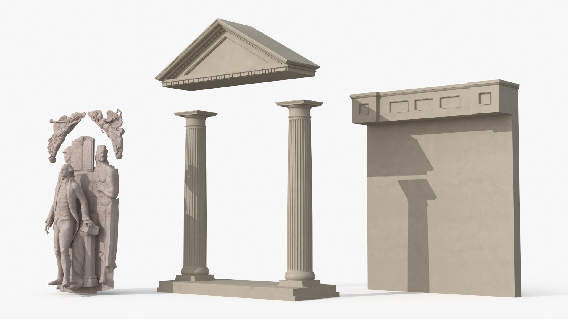 Architectural Wall Relief With Columns 3D Model - TurboSquid 2438822