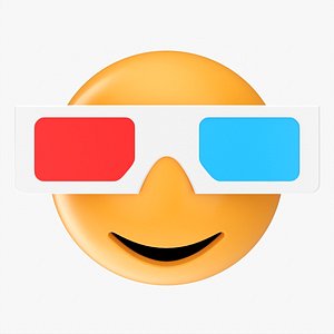 3D Emoji 081 Smiling with rectangular glasses