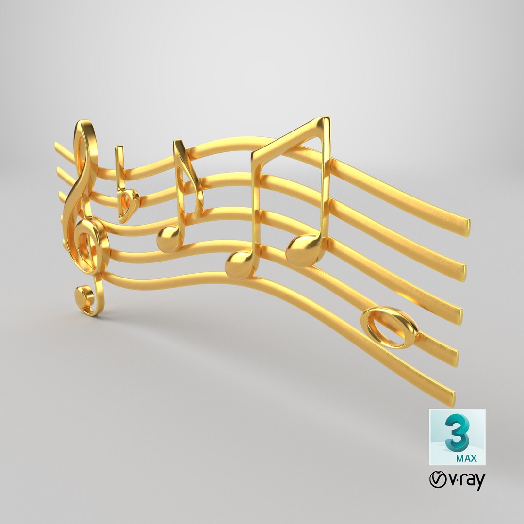3D Golden Musical Notes PBR - TurboSquid 2417657