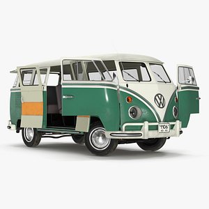 3D Volkswagen Type 2 Bus Rigged