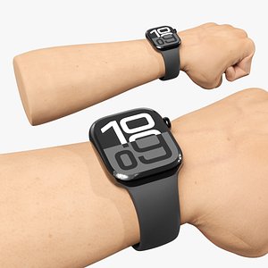 Apple Watch Series 10 Black on Wrist Hand 3D model