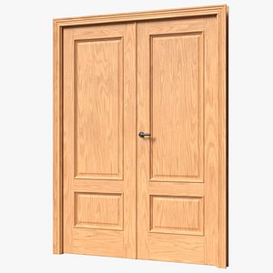 3D Oak Double Leaf Door model