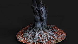 tree wide roots ground PBR photogrammetry 3D model