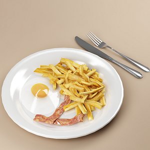 3d sausages french fries model