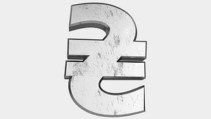 3D Hrivniya Symbol Currency Silver