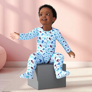 African Baby Boy Light Skin in Full Bodysuit Sitting