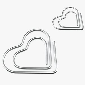 3D Paper Clip Heart Shape Metal model