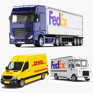 Three Detailed Cargo Vehicles 3D model