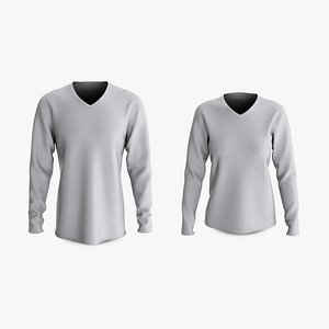 Male and Female T-Shirt Dropped Shoulder V Collar Long Sleeve Collection
