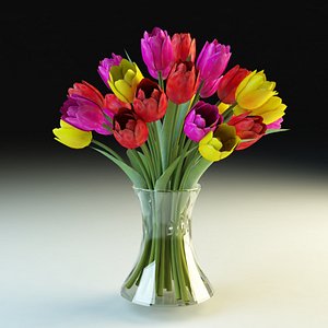 3d model of tulips vase