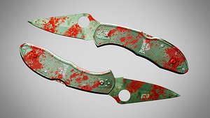Knife 9 Hazel Green FT With Blood 3D model