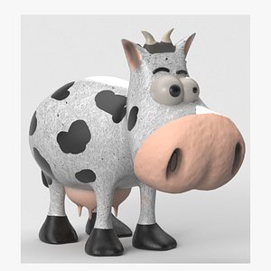 3D Animal Cartoon Cow - Low Poly Comic Unwapped 4K