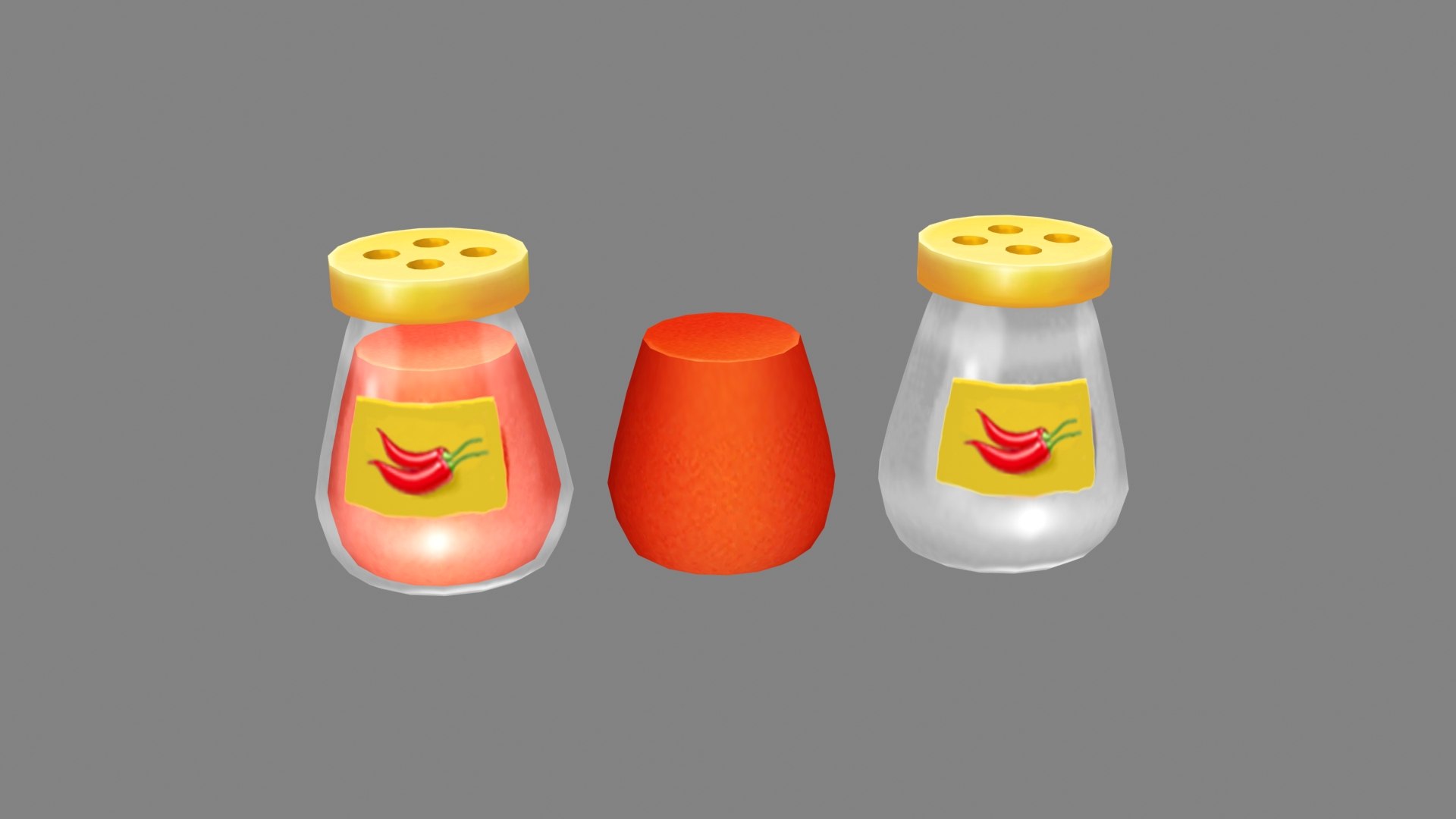 Cartoon Seasoning Paprika Chili Sauce 3D Model TurboSquid 1949060