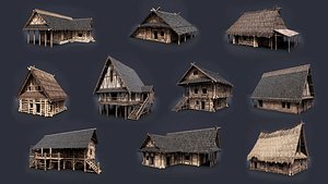 ENTERABLE MEDIEVAL HOUSE COTTAGE CABIN HUT VILLAGE PACK