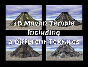 3D Mayan Temple with 4 Different Textures
