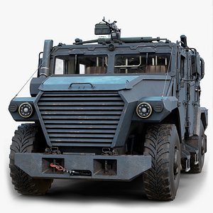 Rigged Military Armored Car with Interior model