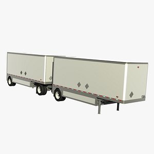 3d model double pup trailer 28ft