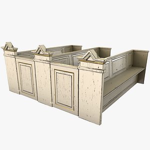 Medieval Church Benches White - PBR