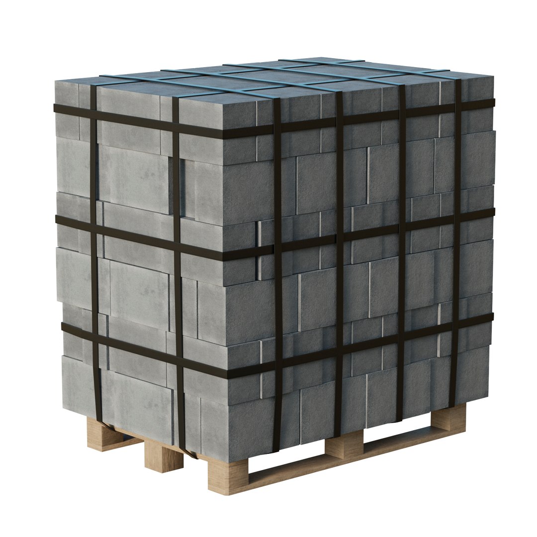 Concrete Blocks On Wood Pallet Model - TurboSquid 2275124