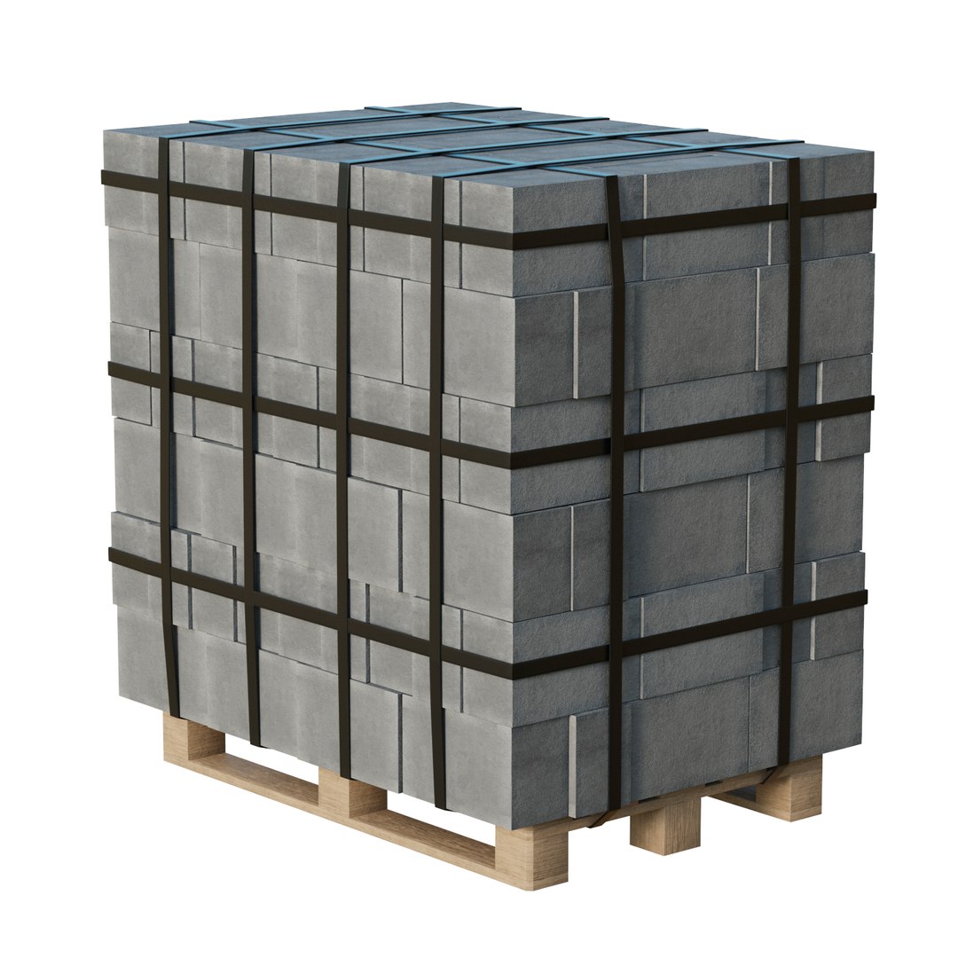 Concrete Blocks On Wood Pallet Model - TurboSquid 2275124