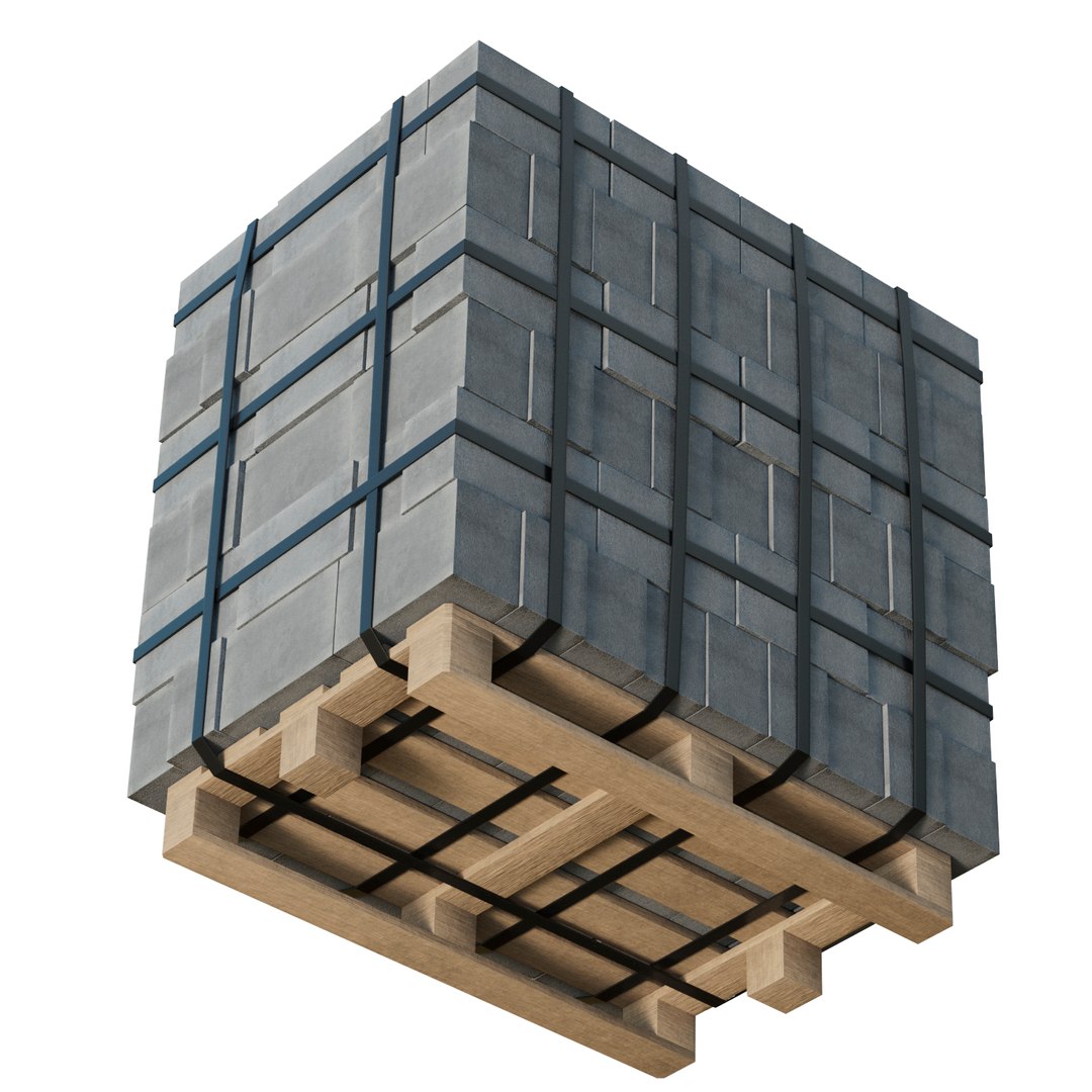 Concrete Blocks On Wood Pallet Model - TurboSquid 2275124