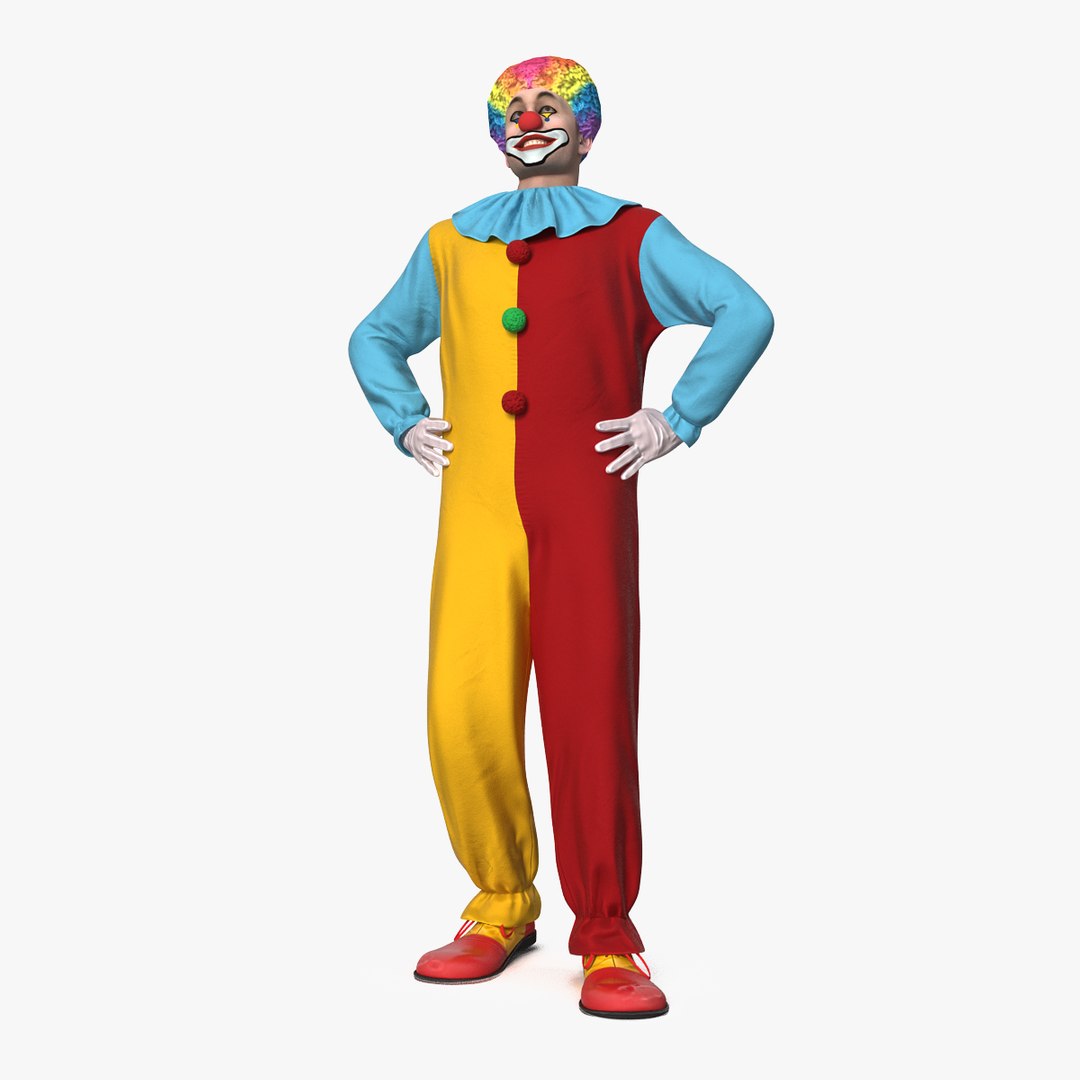 Mens Clown Suit Rigged for Cinema 4D 3D model preview