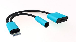 Jack Audio Aux Adapter Splitter blue 3D