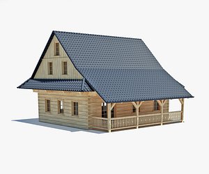 traditional log cabin 3d max