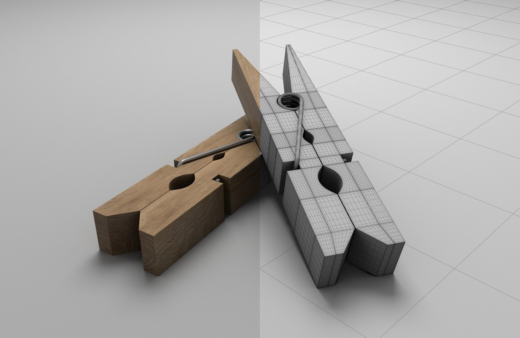 3D Wooden Clothes Peg - TurboSquid 1430199