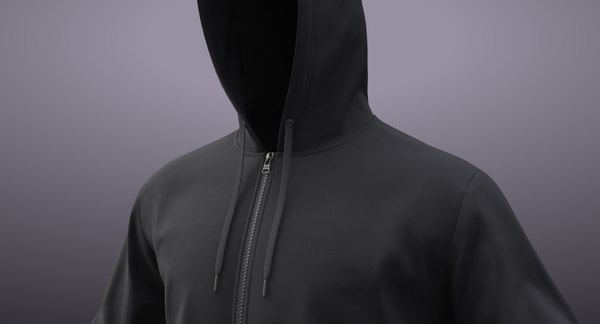 Realistic black hoodie 01 3D model - TurboSquid 1280932