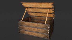 3D 3D Wooden Box Low Poly PBR Model