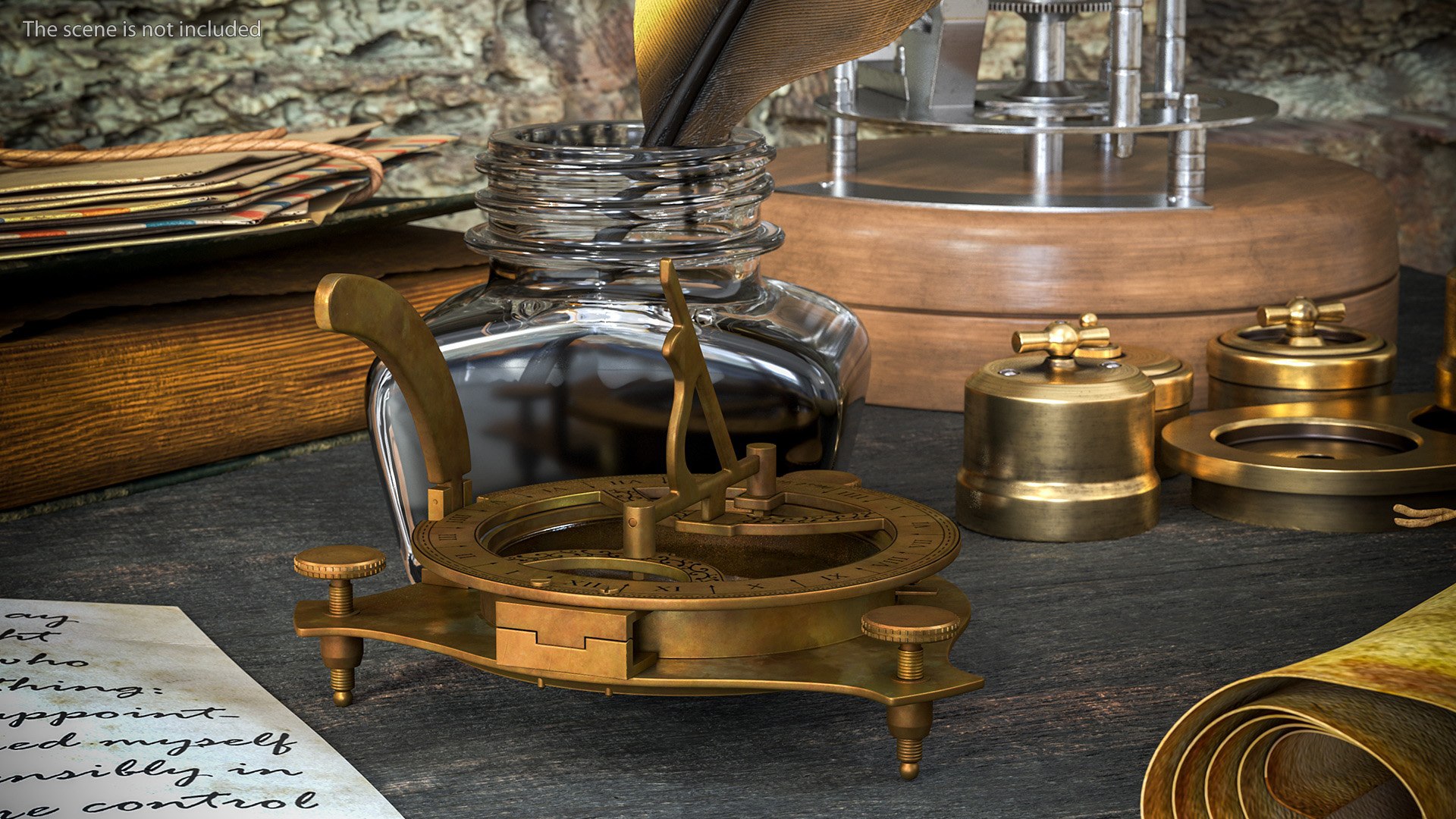 Antique Aged Compass With Sundial 3D - TurboSquid 2212750