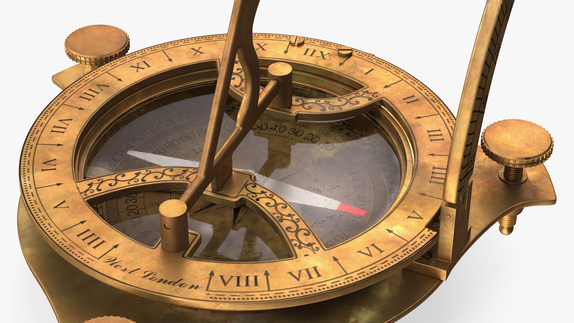 Antique Aged Compass With Sundial 3D - TurboSquid 2212750