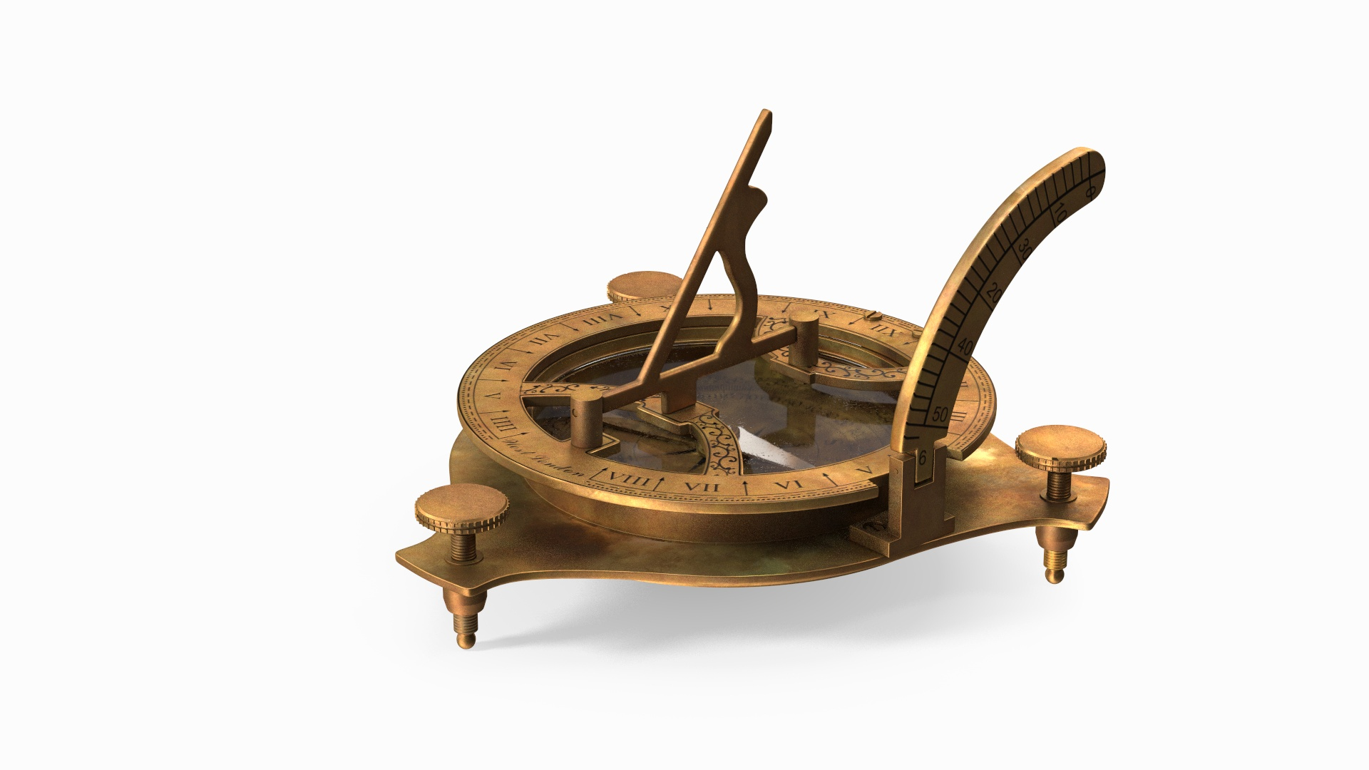 Antique Aged Compass With Sundial 3D - TurboSquid 2212750