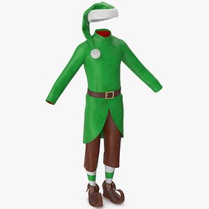 3D Christmas Elf Costume with Fur Male 3 model