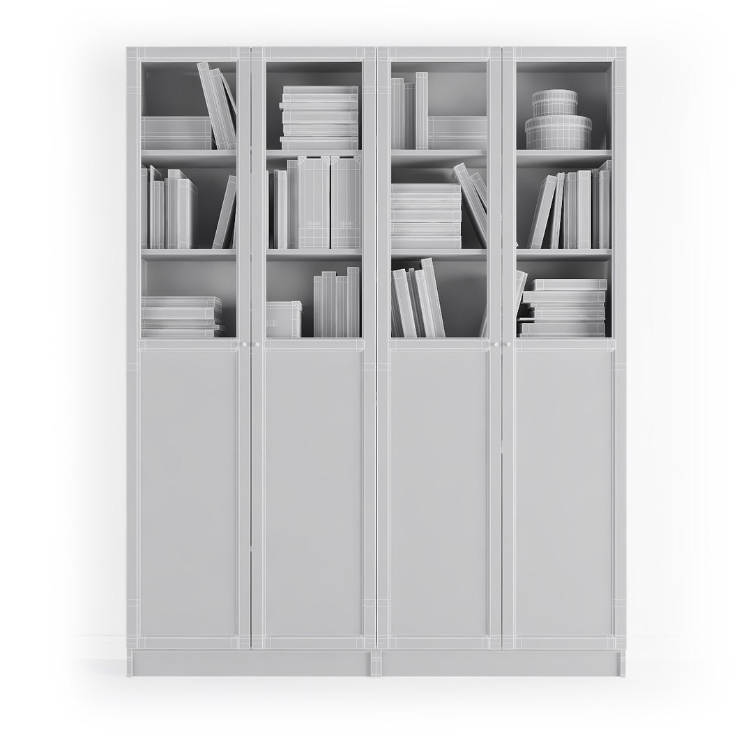 3D Bookcase Billy Oxberg Doors TurboSquid 1417032