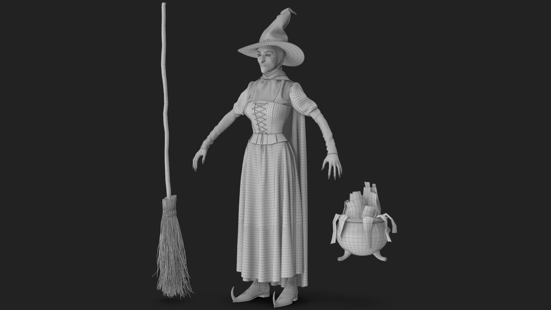 Witch 8 3D https://p.turbosquid.com/ts-thumb/q9/dJKrcl/gl/wireframe_02/jpg/1697642866/1920x1080/fit_q87/75ce2dc5460c40778c4c535d363c807c9631fc7a/wireframe_02.jpg