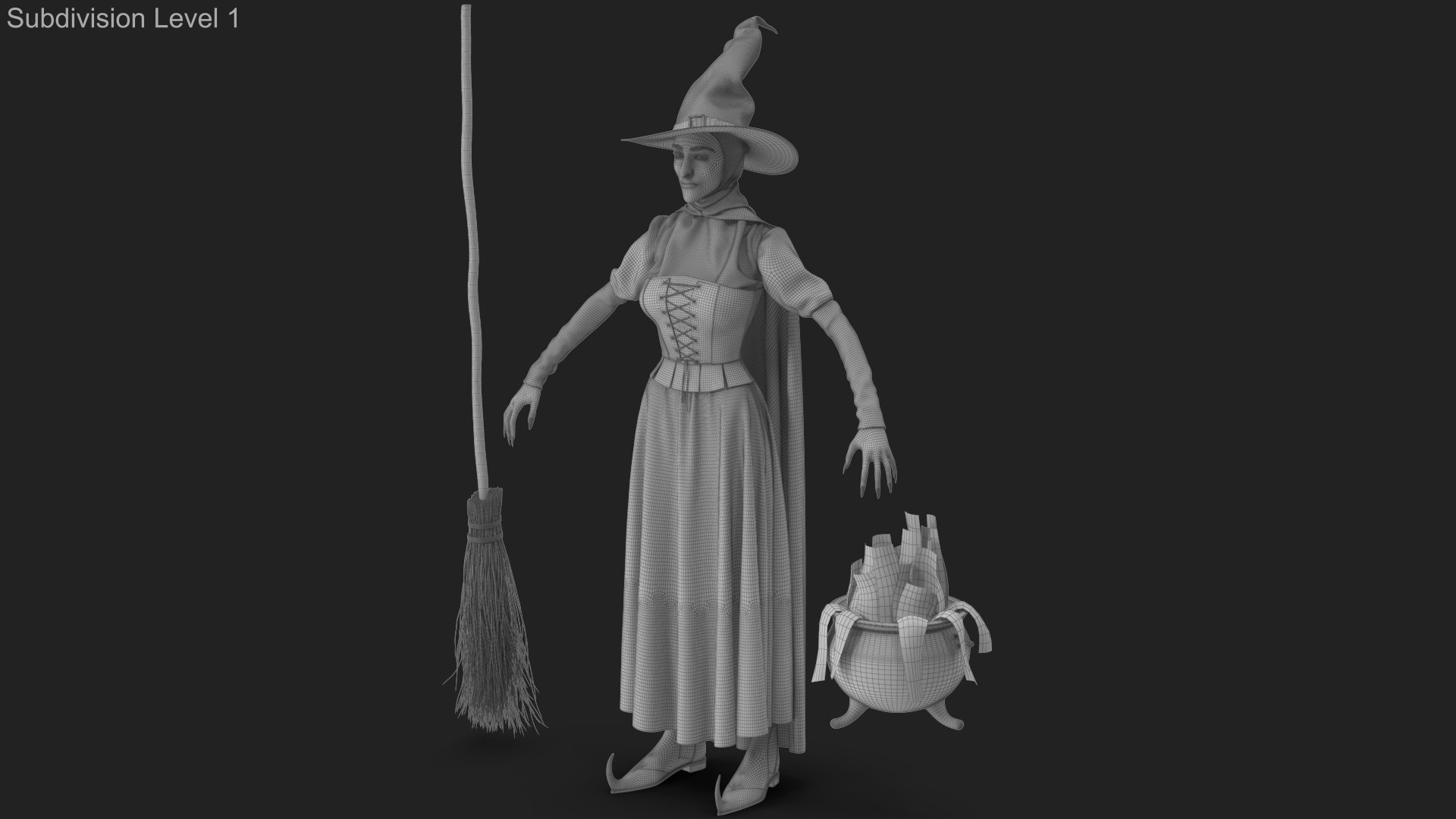 Witch 8 3D https://p.turbosquid.com/ts-thumb/q9/dJKrcl/pz/wireframe_01/jpg/1697642871/1920x1080/fit_q87/793319d8251b7c75dbe25b63d1c0b0839fb305ea/wireframe_01.jpg