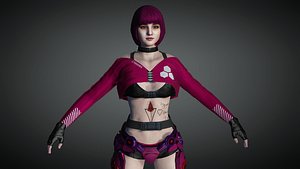 3D Cyber Punk Female Character 21