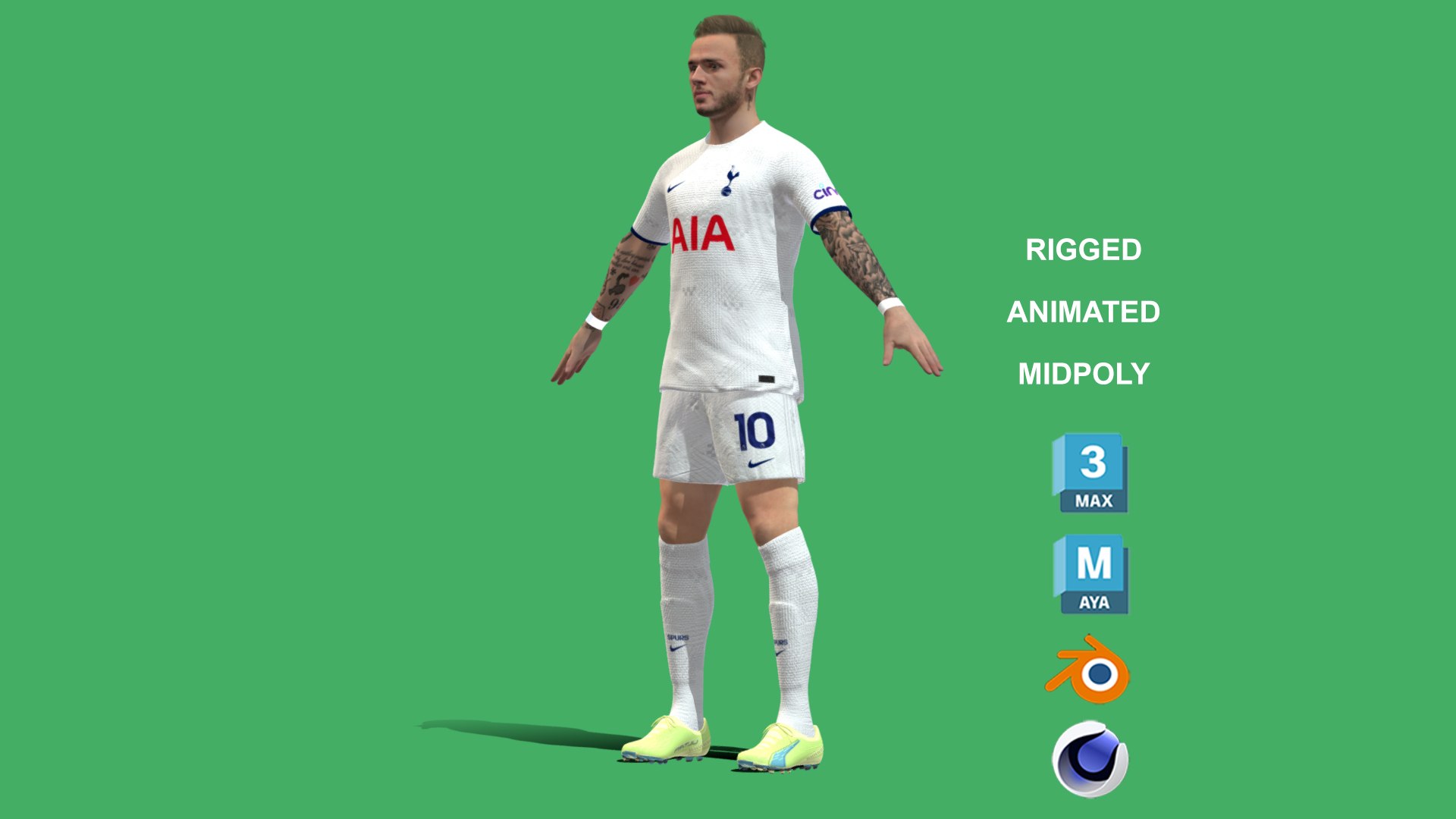 3D Rigged James Maddison Tottenham Hotspur 2024 Model - TurboSquid 2122882