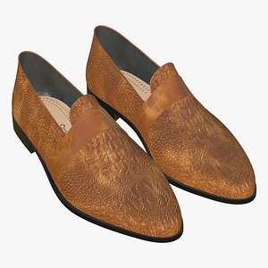 3D Shoes Yellow Crocodile Leather