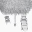 A Thatched bamboo shelter wicker sunshade with lounge