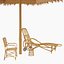 A Thatched bamboo shelter wicker sunshade with lounge