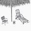 A Thatched bamboo shelter wicker sunshade with lounge